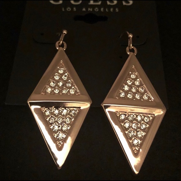 😁GUESS RGT Diamond Shaped Earrings with Crystals - Picture 3 of 5